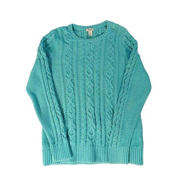 L.L. BEAN Women’s Double L® Cable Sweater Crewneck Size Medium - Picture 1 of 5